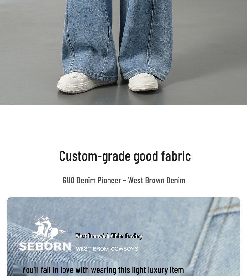 Light Blue High-Waisted Wide-Leg Jeans for Women, 2026, Slimming for Pear-Shaped Figures, Loose, Straight-Leg, Spring/Autumn Style