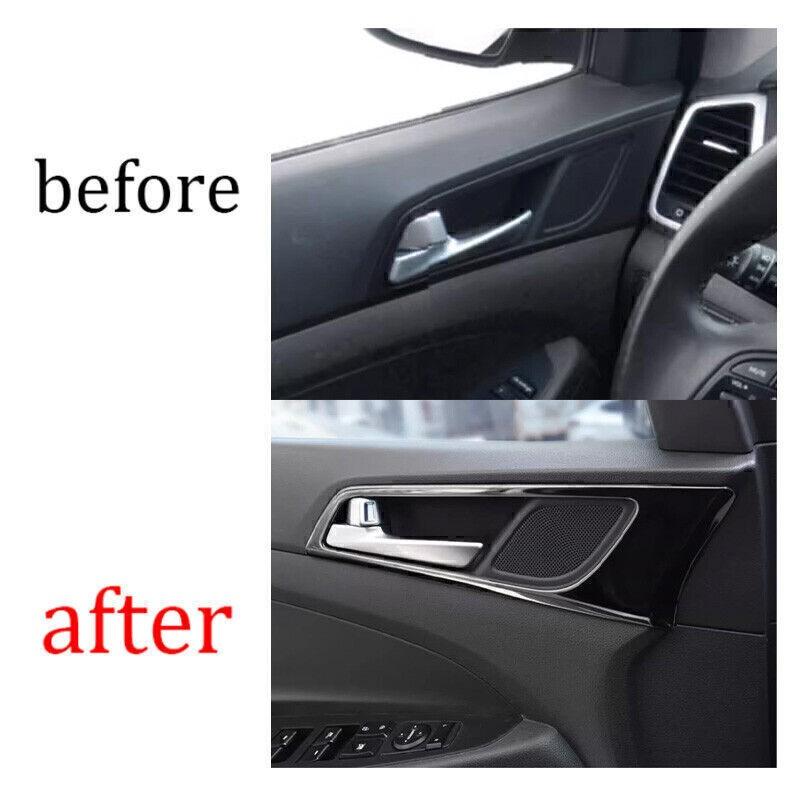 For Hyundai Tucson 2016-2021 Black Titanium Inner Door Handle Lock Frame Trim
