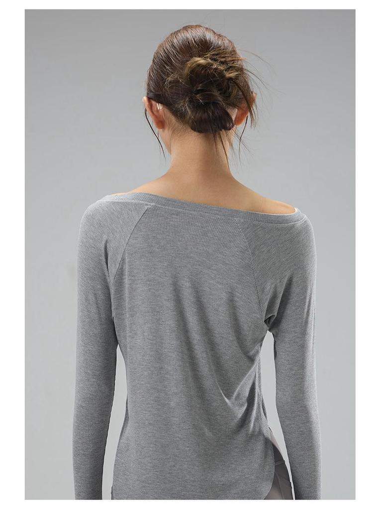 Women's One-Shoulder Yoga Cardigan T-Shirt, Body-Concealing, Casual Sportswear for Pilates.
