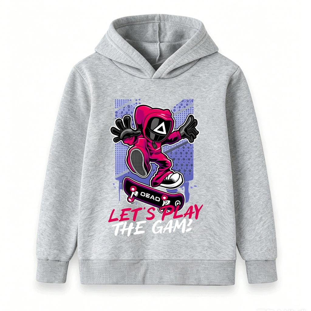 Kids Boys Girls Hoodie, Cool Skateboard Game Character Printed Long Sleeve Pullover Sweatshirt for Casual Daily Wear