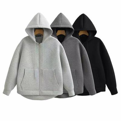 202 European and American Winter Retro Sweater Zipper Sweatshirt Fashion Long Sleeve Street Parka Women Outside