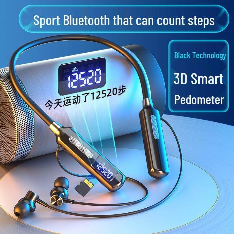 New Cross-Border Neckband Bluetooth Headset: Large Battery, In-Ear Sports, Wireless with Digital Display