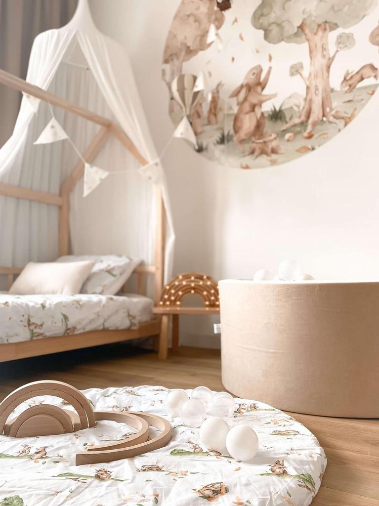 Dry Pool 110x30cm Velvet Soft Beige with 400 Balls: Beige, White, Silver