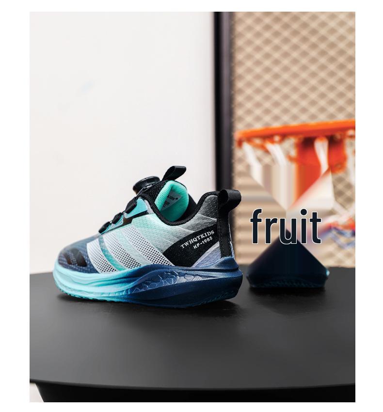 2025 Boys' Waterproof Sports Shoes: Rotating Fastener, Leather Finish, Non-Slip Soft Sole for Spring/Autumn