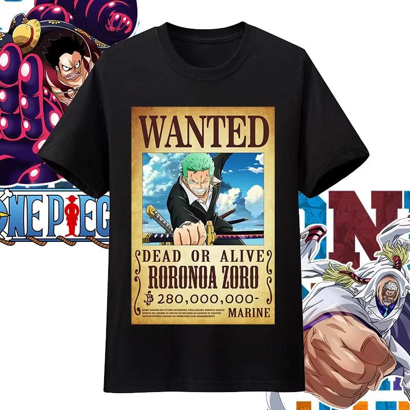 One Piece Anime Character Printing Oversized Cotton Tshirt Men and Women Comfortable Y2K Childrens Clothing Summer Trend Tees