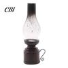Miniature Oil Lamp Decor Kerosene Resin Candle Holder, Retro Figurine with Smoked Matte Finish Holder Glass Shade & Carved Base, Tabletop for