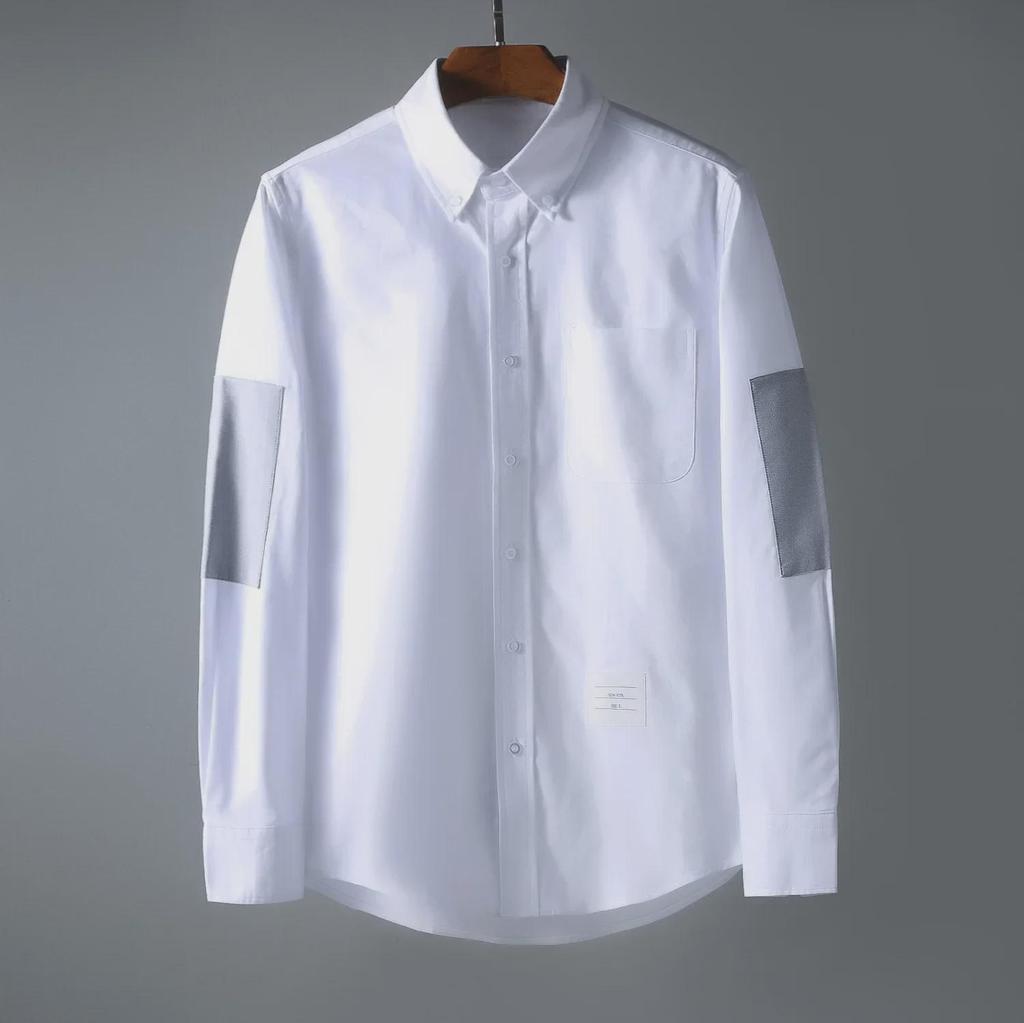 TB JL Trendy Unisex Oxford Košile s Dvojitým Rukávem a Kontrastními Detaily