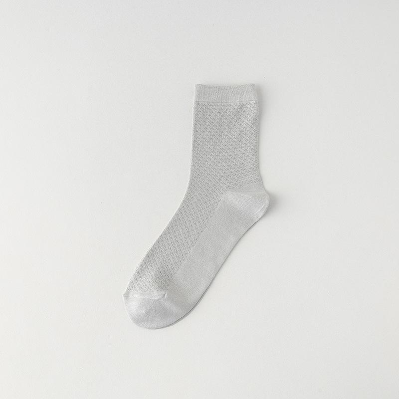 Bamboo Fiber Socks, Men's Mid-calf Socks, Thin Antibacterial and Deodorizing Mesh Breathable and Sweat-absorbing Business Long Calf Socks