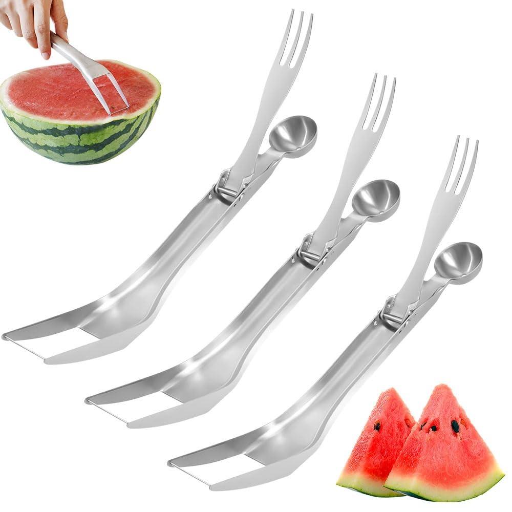 1/2/3 PCS Artifact Stainless Steel Watermelon Cutter 3-in-1 Dual Head Slicer Tool Multi-functional Portable Fruit Forks Home Use