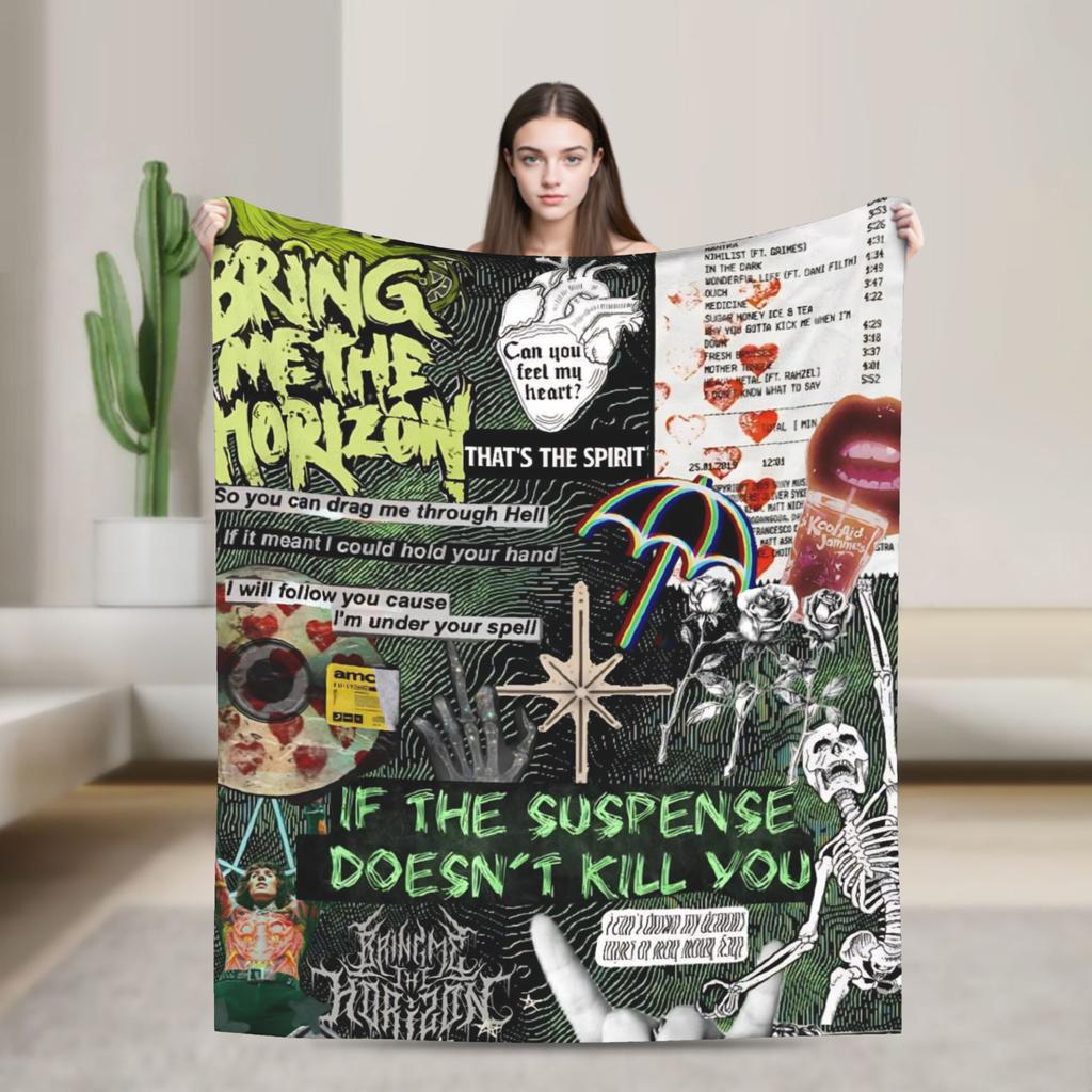 BMTH Bring Me The Horizon Blanket  Travel Office Plush Bedding Throws Street Trend Couch Bed Flannel Bedspread Sofa Bed Cover