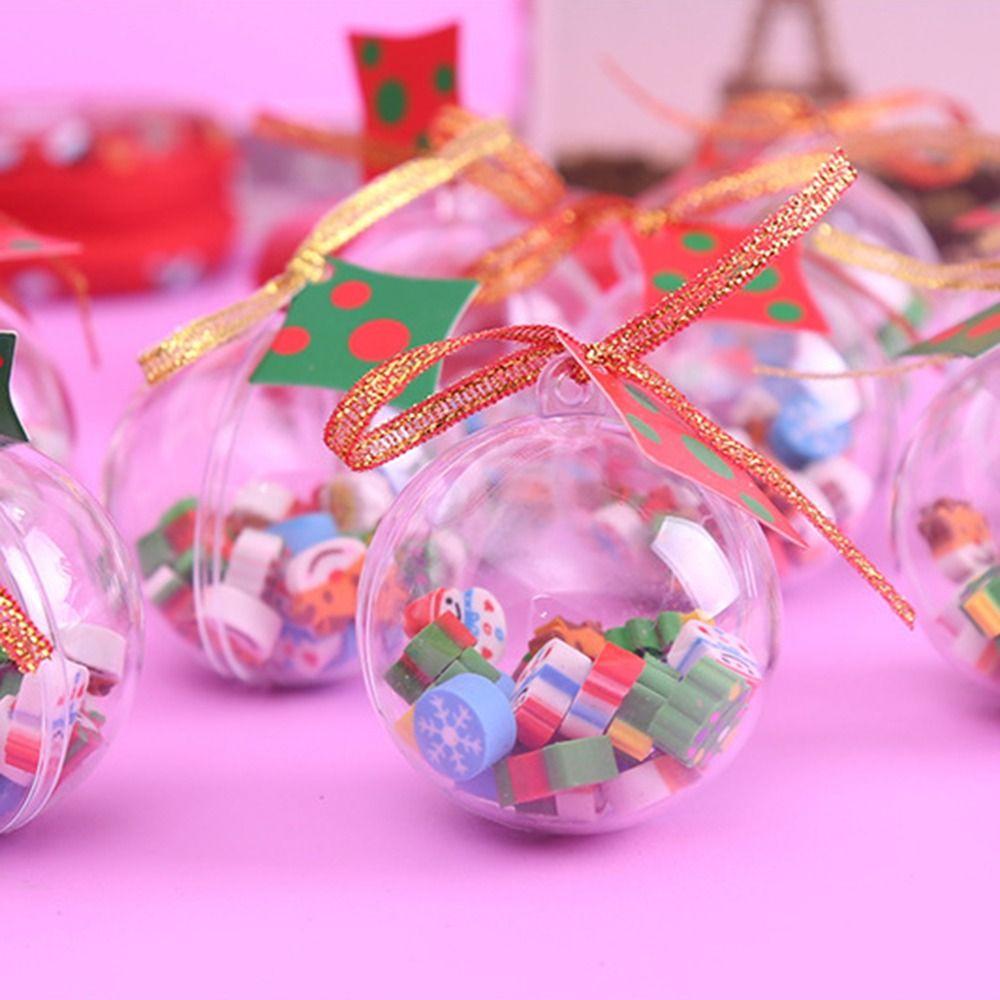 Santa Christmas  Eraser Kawaii Christmas Ball Portable Pencil Erasers  Kids