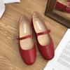 Fashion Flat Shoes Women's 2025 Spring New Red Round Toe Mary Jane Shoes Silver Working Outdoor Plus Size 42 43 44 Women's Shoes