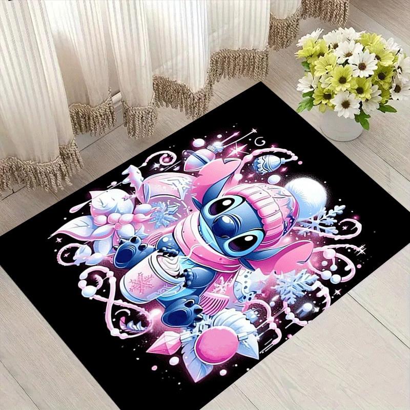 

1pc Cute Stitch Pattern Area Rug Soft Flannel Floor Mat for Living Room,Office,Bedroom and Carpet,Sofa Coffee Table Floor Mat 60cm by 90cm