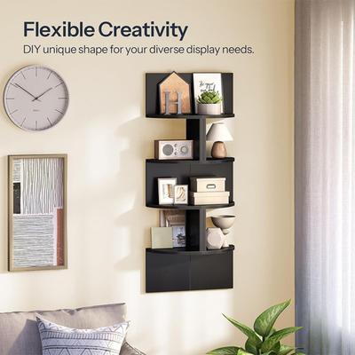 Yousheng Floating Corner Shelf Wall Mounted 4-Tier 5-Tier Corner Zigzag Shelf Radial Wall Floating Shelf for Home Office Living Room Bedroom