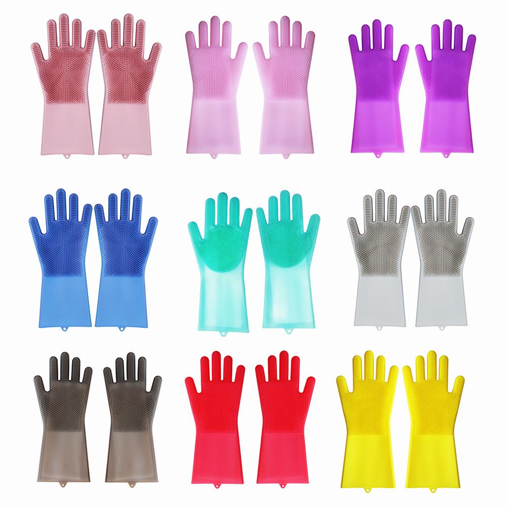 1 Pair Magic Silicone Dish Washing Gloves Scrubbing Gloves For Ktichen Household Cleaning Gloves