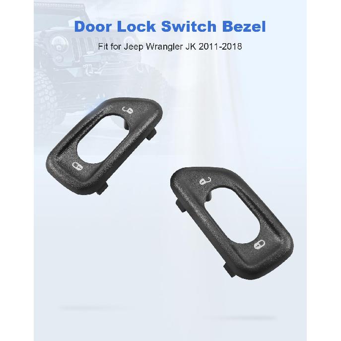 Door Lock Switch Bezel Fit for Jeep Wrangler JK 2011 2012 2013 2014 2015 2016 2017 2018, Side Door Lock Switch Replaces 68185910AA 68185911AA