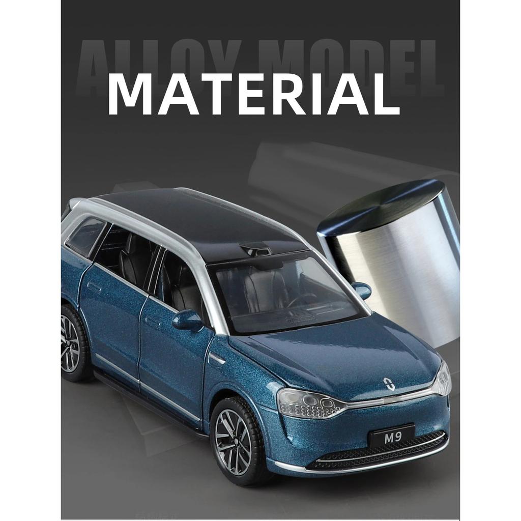 1/32 AITO M9 SUV Alloy New Energy Car Model Diecasts Metal Luxy Vehicles Car Model Simulation Sound and Light Childrens Toy Gift