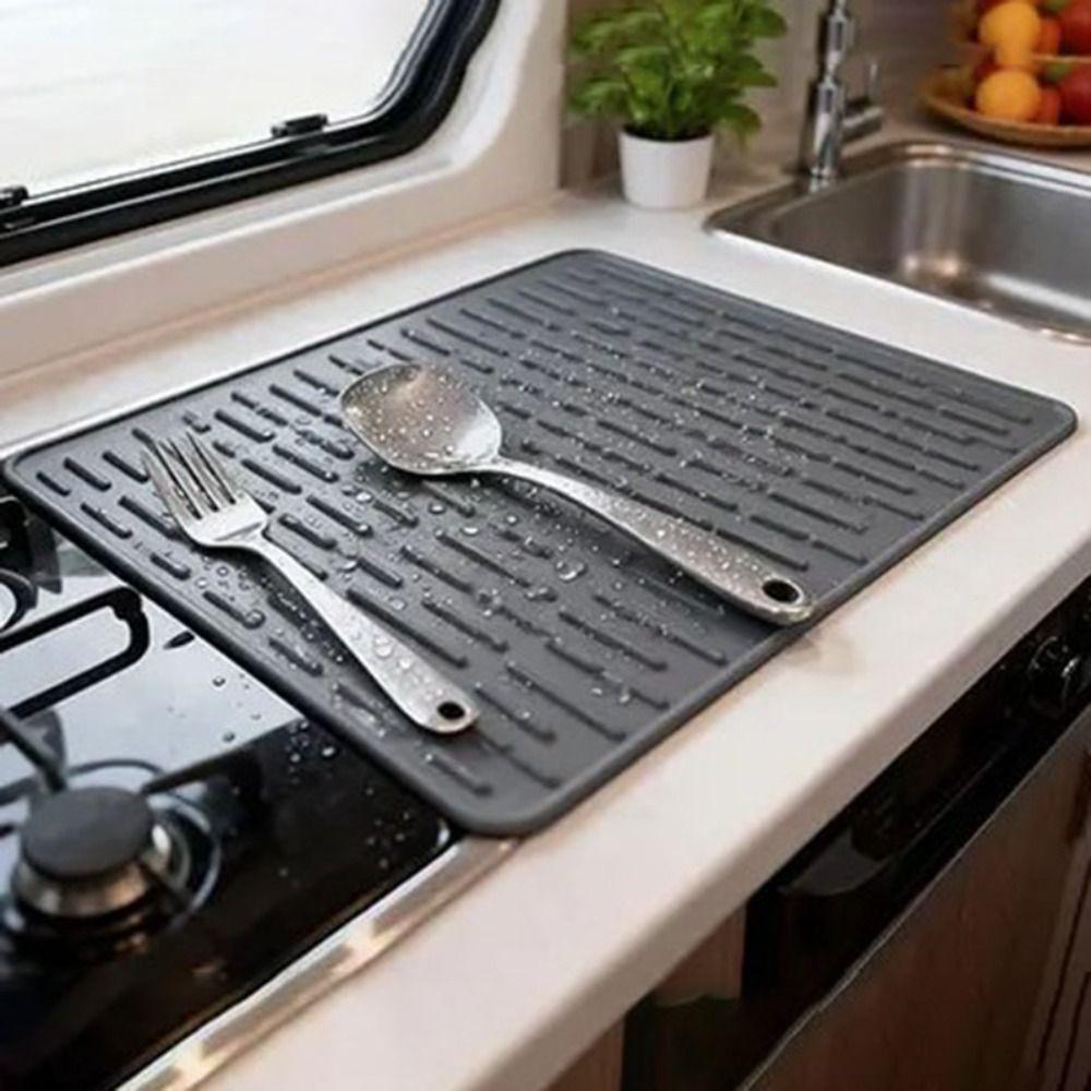Silicone Dish Drying Mat Heat-resistant Sink Dish Organizer Durable Dish Drying Rack  Kitchen