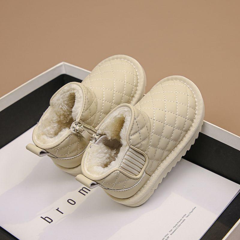 Children's snow boots girls winter 2025 new cotton shoes toddler shoes fleece shoes baby thickened men's winter shoes