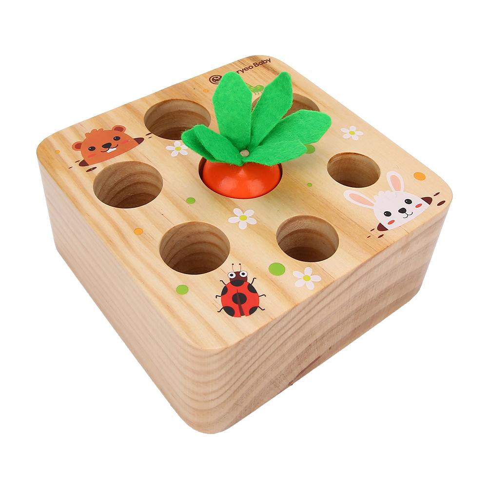 Wooden Pulling Radishes Toy Inserted Carrot Game Children Baby Education ToyPulling Radishes