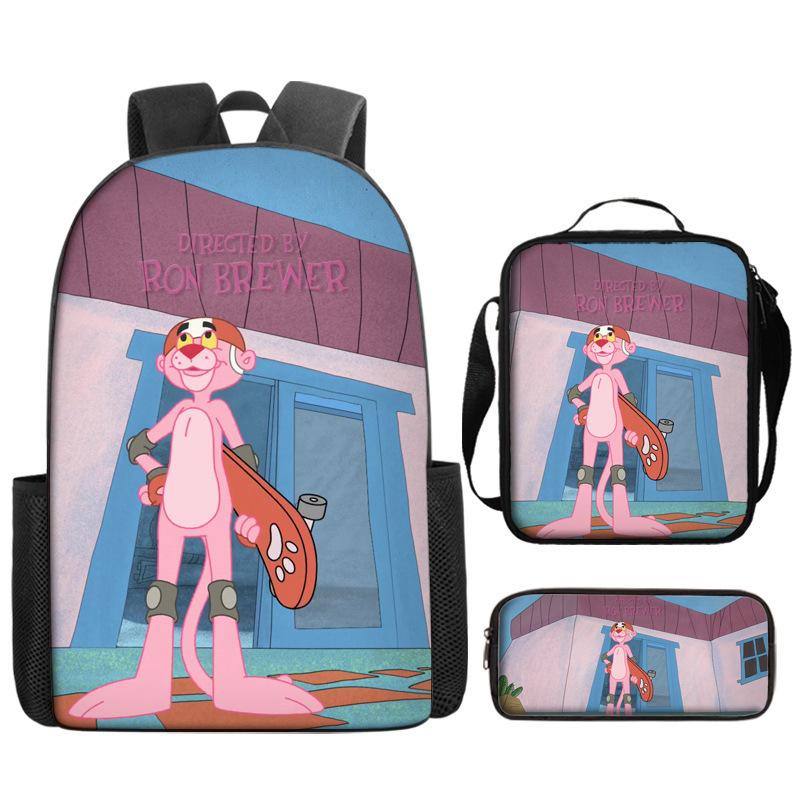 Pantera Rosa Pantera Rosa Pantera Rosa Cartone Animato Zaino Zaino Astuccio Set da Tre Pezzi