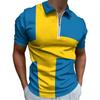 Flag of Sweden Polo Shirts for Men Zip Up Short Sleeve Golf Shirt Casual Collared T Shirt