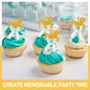 20Pcs Carousel Shape Cake Fruit Picks Cupcake Decoration Birthday Festival Dessert Toppers Party Supplies Blue Bowknot