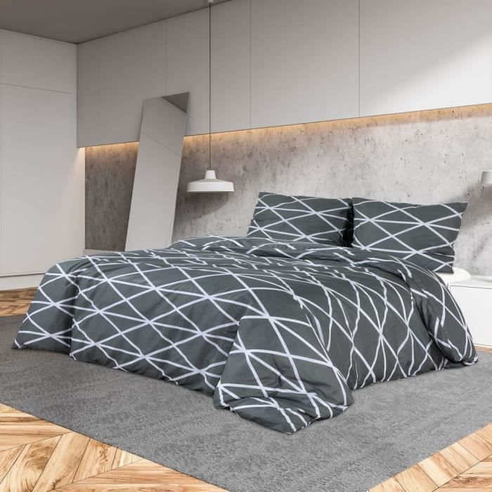 VidaXL Ensemble de housse de couette Gris 200x200 cm Coton 136059