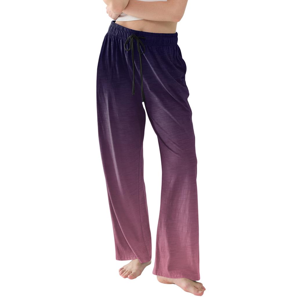 Womens Pajama Pants Lightweight Casual Comfy Palazzo Pants Sleepwear Loungewear Bottoms With Pockets