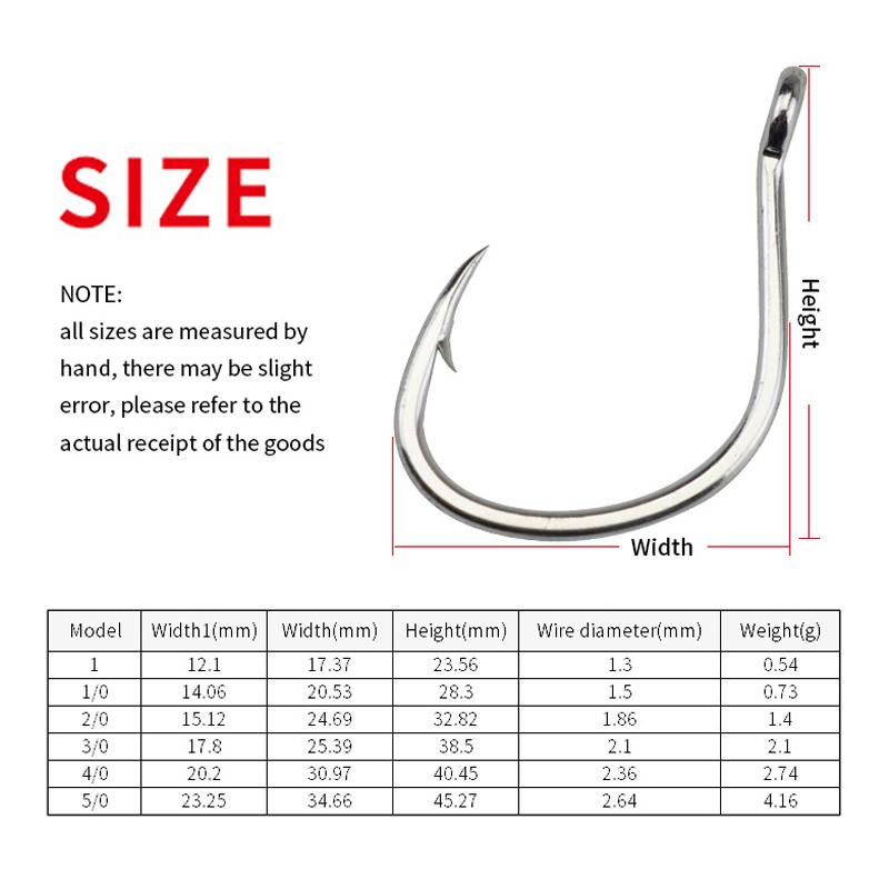 10Pcs Sets Tin-Plated Anti-Rust Jig Hooks with Eyelets High Carbon Steel Deep Sea Fishing Hooks