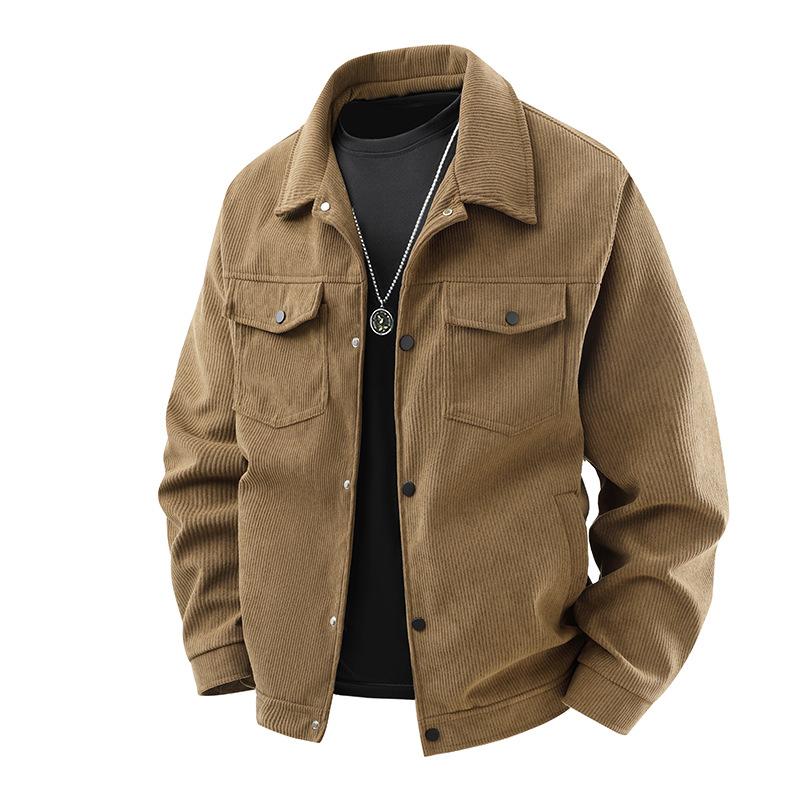 Spring and Autumn Corduroy Men's Turn-Down Collar Trendy Jacket Casual Loose Trendy Youth Windproof Jacket