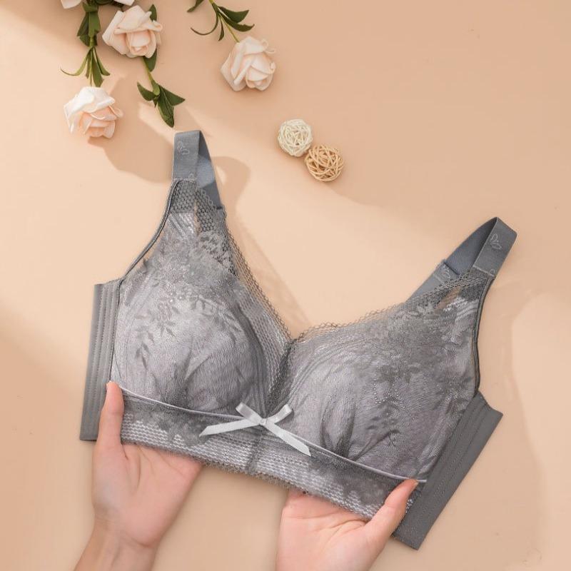 Large Size Thin Bra Without Steel Ring Full Cup Adjustable Shape Push-up and Side Breast Support Underwear