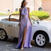 European and American Women's Clothing Spring and Summer Backless Neck Collar Sleeveless Long Dress Waist Wrap Hip Split Dress