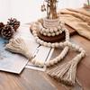 Bohemian Beaded Tassel Wall Hanging - Rustic White Wooden Beads & Natural Jute Fringe, Home Decor for Tables,for Weddings Room Decoration