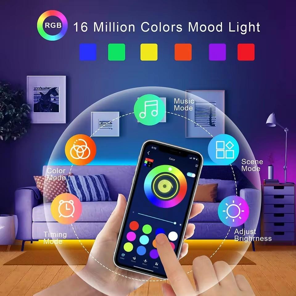 40M/131Ft LED-Streifenlichter Musik-Synchronisation RGB LED-Licht Flexibles Band Lus LED-Band APP Fernbedienung Licht für Raumdekoration