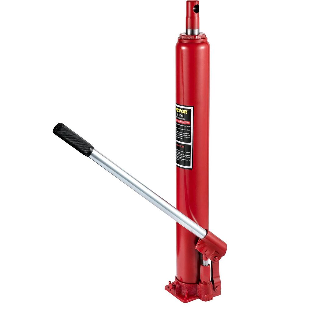 Hydraulic Long Ram Jack, 4 Tons/8818 lbs Capacity, with Single Piston Pump and Flat Base, Manual Cherry Picker with Handle, for Garage/Shop Cranes,