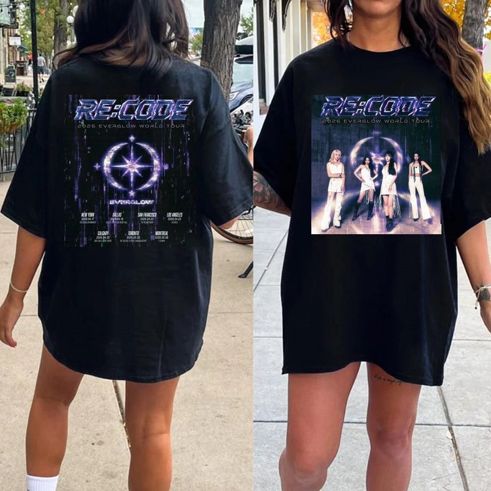 Retro Everglow Recode World Tour Tshirt Everglow Tee For Fans Kpop Lovers S