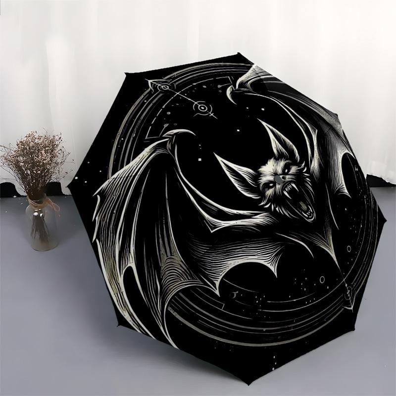 1pc Bat Symbol Tattoo Design Umbrella with Plastic Handle,Suitable for All Seasons Home Travel Outdoor UmbrellaDD1719