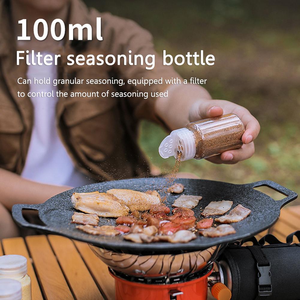 9Pcs Camping Spice Storage Bag Built-in Mesh/Side Pocket Separable Storage Bag 100ml Liquid/Filter Bottle with Funnels/Sticker