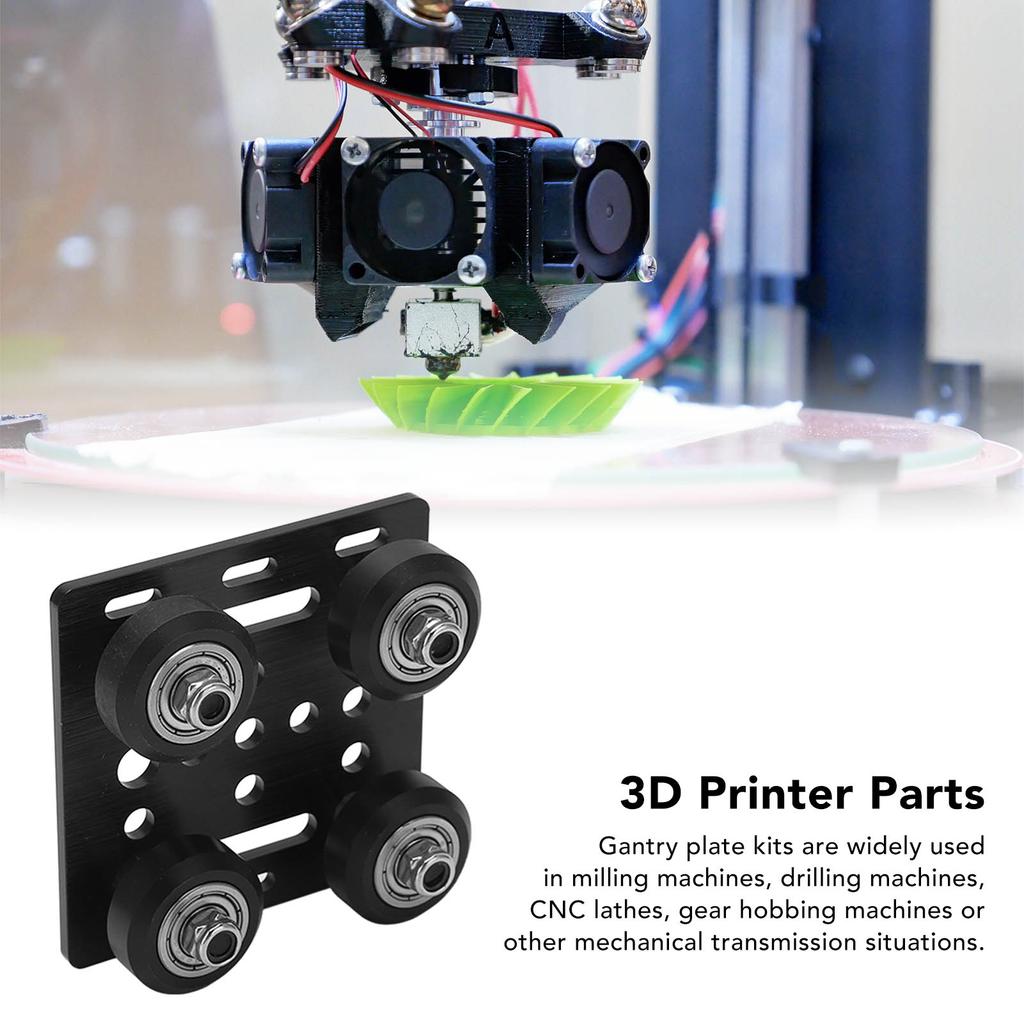 Aluminum Alloy V-Wheel Plate Pulley Kit, Low Friction Backing Plate for CNC Machine, with Quiet Design and Bearings