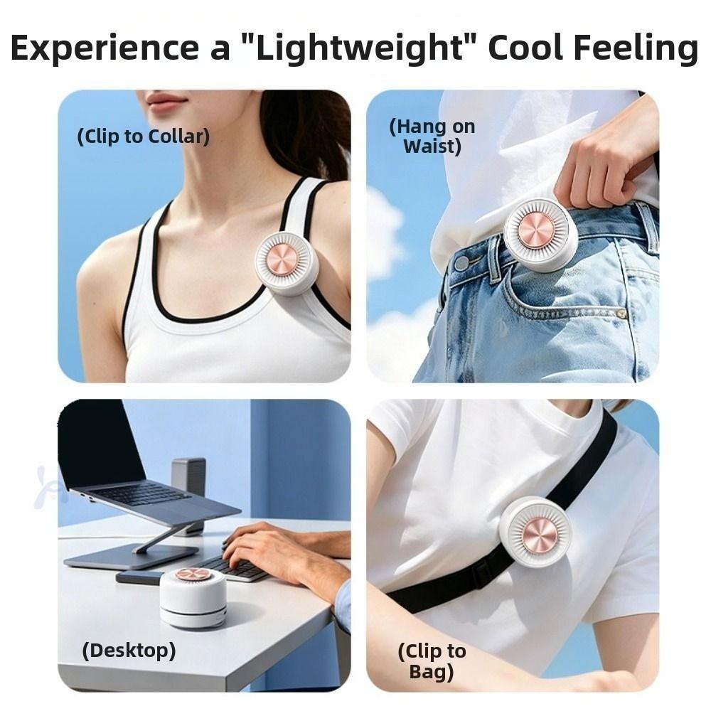 Bladeless Personal Cooling Clip Fan Rotatable Handheld Air Cooler Indoor Outdoor Use