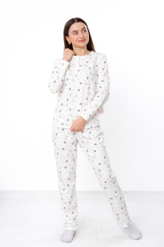 Set pijama (femei) – Bumbac moale tip fleece, Mânecă lungă & Pantaloni, Sezon intermediar 8240-024-1 HC