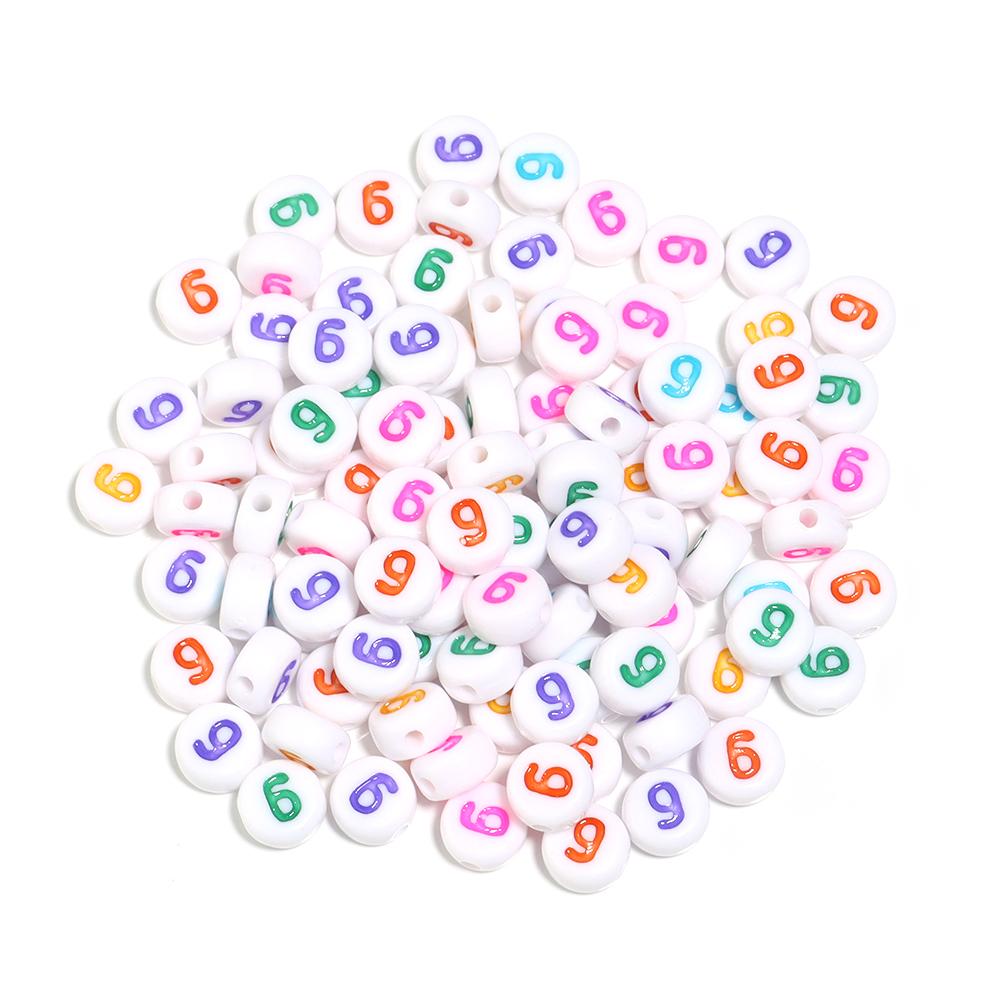 100pcs/Lot Color Acrylic Number Beads Round Flat Spacer Charm Bead for Jewelry Making DIY Bracelet Necklace Accessories