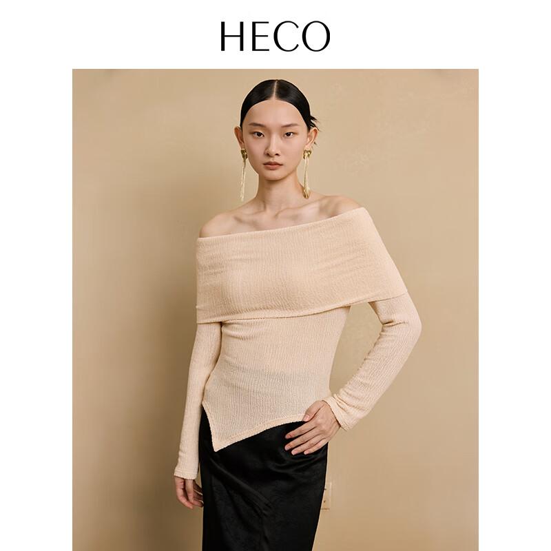 HECO Women's Textured Knit Off-Shoulder Long-Sleeve Top
