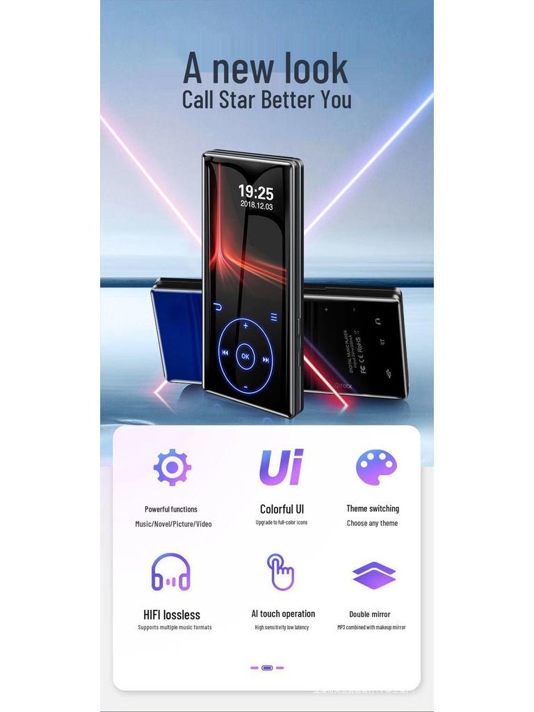 MP3-Player Studentenedition: P4 Touchscreen, Kompakt, Ultradünnes Bluetooth-Gerät für Musik und Romane