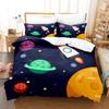 Space Bedding Boys Cute Space Alien Duvet Cover Green Rocket Ship Cartoon Planet Comforter Cover Black Bedding Set For Kid Teen
