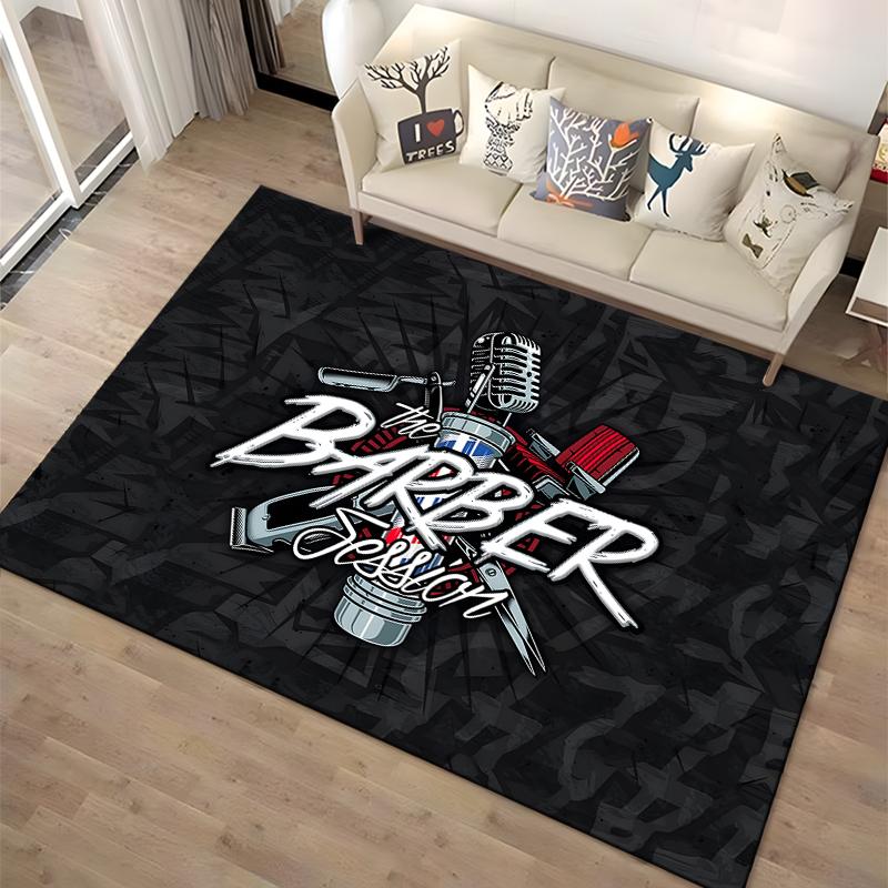 15 Size Barber Shop Retro Signage Area Rug Large Carpet Rug for Living Room Bedroom Kitchen Bathroom Bedside Play Anti-slip Mat