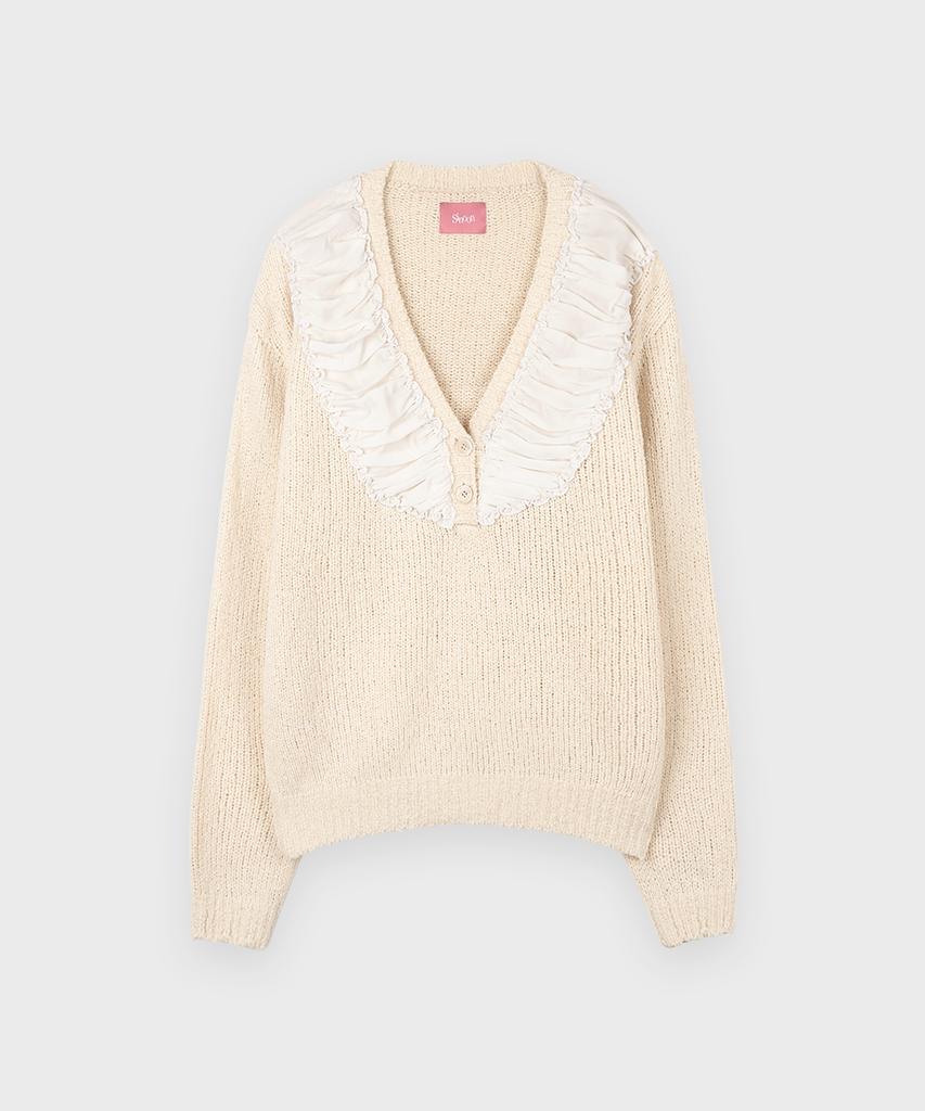 SINOON Chiffon Shirring Knit (Cream)