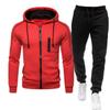 Mens Hooded Sweatshirt Set Casual Two-Piece Outfit Loose Fit Fleece-Lined Winter Sportswear