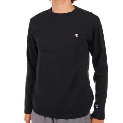 Long One Point Logo Long Sleeve M [Champion] T-Shirt, 100% Cotton, Standard, Embroidery, T-Shirt, Basic, C3-P401/C3-P401Z/C3-P401L, Men's, Black,
